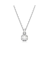 Swarovski Rhodium Plated Square Cut Color Birthstone Pendant Necklace