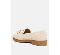 Women's Oxford tassel detail raffia loafers