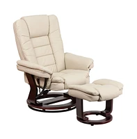 Multi-Position Stitched Recliner & Ottoman With Swivel Base