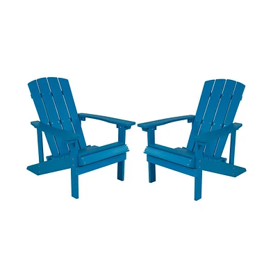 Set Of 2 Riviera Adirondack Patio Chairs With Vertical Lattice Back And Weather Resistant Frame