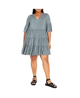 City Chic Plus Nathalie Notched V Neck Dress