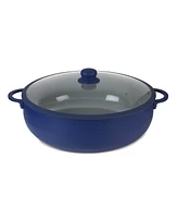 Sedona Kitchen Aluminum Qt Caldero with Silicone Rim Glass Lid and Silicone Handle Holder