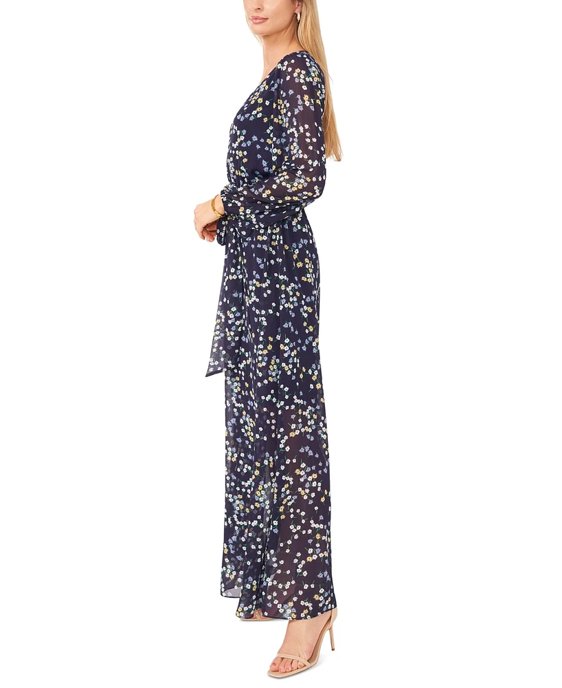 Msk Women's Floral Print Blouson-Sleeve Maxi Dress