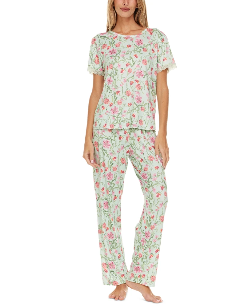 Flora by Nikrooz Women's 2-Pc. Jody Floral Pajamas Set