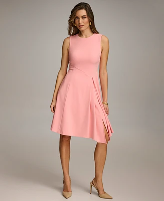 Donna Karan Women's Jewel-Neck A-Line Midi Dress