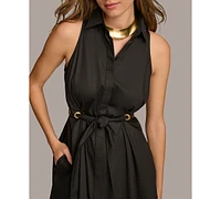 Donna Karan Women's Sleeveless Cotton Fit & Flare Shirtdress