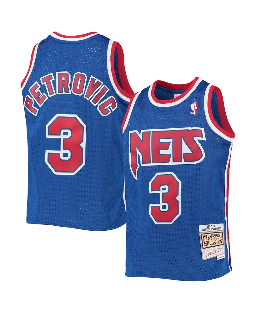 Big Boys Mitchell & Ness Drazen Petrovic Blue New Jersey Nets 1992/93 Hardwood Classics Swingman