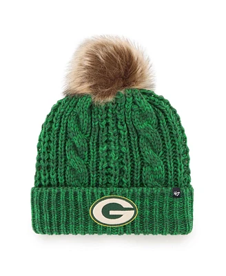 Women's '47 Brand Green Green Bay Packers Logo Meeko Cuffed Knit Hat with Pom