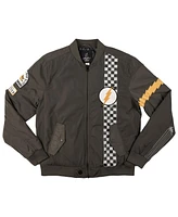 Men's Heroes & Villains Black Flash Checkered Full-Zip Bomber Jacket