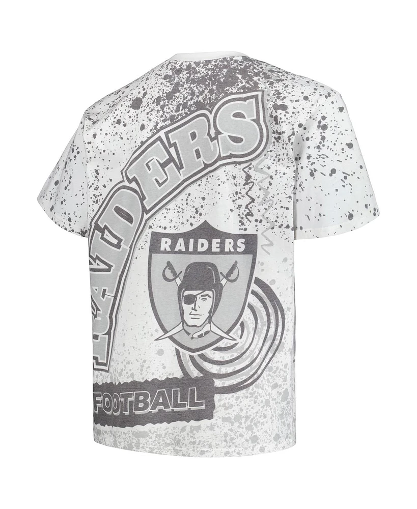 Men's Mitchell & Ness White Las Vegas Raiders Big and Tall Allover Print T-shirt