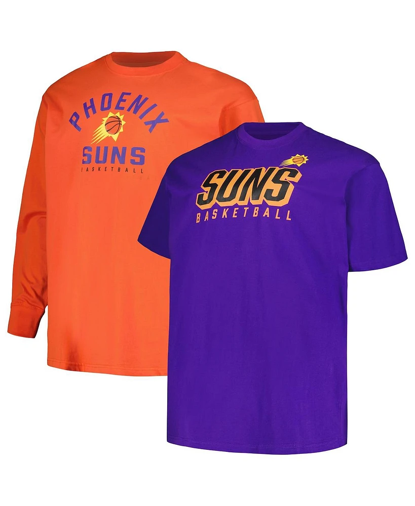 Men's Fanatics Purple, Orange Phoenix Suns Big and Tall Short Sleeve Long T-shirt Set