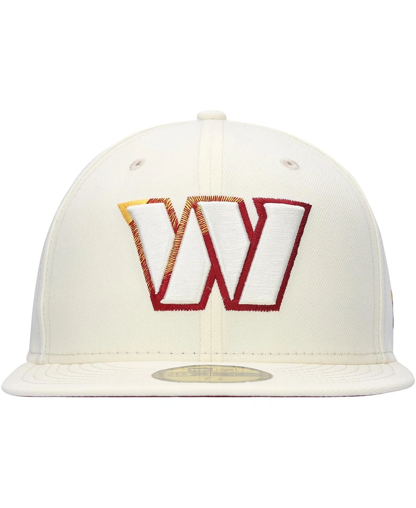 Men's New Era Cream Washington Commanders Chrome Color Dim 59FIFTY Fitted Hat