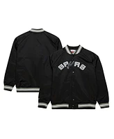 Men's Mitchell & Ness Black San Antonio Spurs Hardwood Classics Throwback Wordmark Raglan Full-Snap Jacket