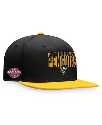 Men's Fanatics Black, Gold Pittsburgh Penguins Fundamental Colorblocked Snapback Hat