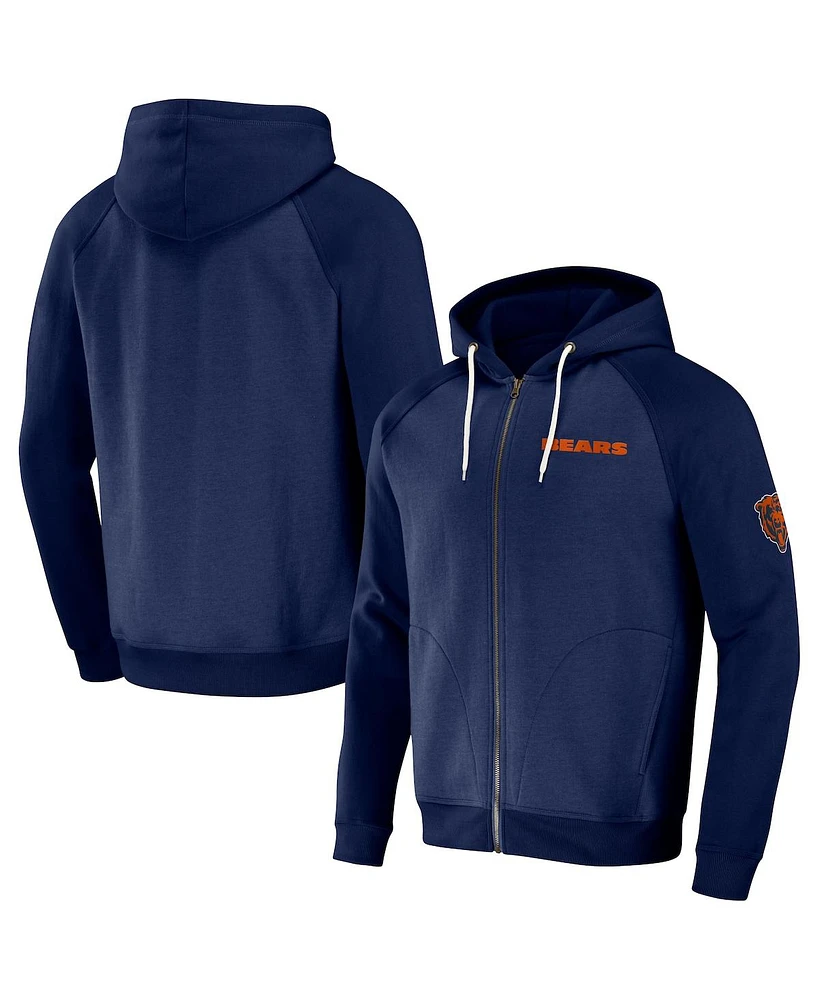 Men's Nfl x Darius Rucker Collection by Fanatics Navy Chicago Bears Raglan Full-Zip Hoodie