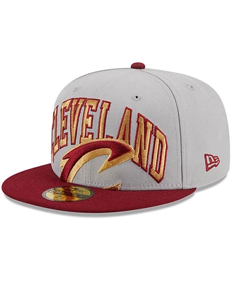 Men's New Era Gray, Wine Cleveland Cavaliers Tip-Off Two-Tone 59FIFTY Fitted Hat