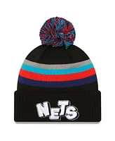 Men's New Era Black Brooklyn Nets 2023/24 City Edition Cuffed Pom Knit Hat