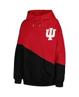 Women's Gameday Couture Crimson, Black Indiana Hoosiers Matchmaker Diagonal Cowl Pullover Hoodie