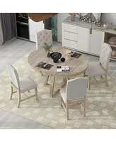 Retro 5-Piece Dining Set with Round Table and Chairs