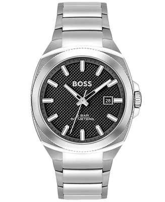 Hugo Boss Men's Walker Quartz Basic Calendar Silver-Tone Stainless Steel Watch 41mm