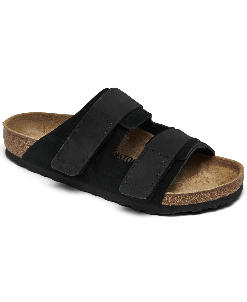 Birkenstock Men's Uji Nubuck Suede Leather Two-Strap Slip-On Sandals from Finish Line