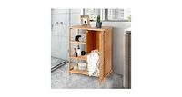 Bamboo Bathroom Storage Cabinet with Single Door-Natural