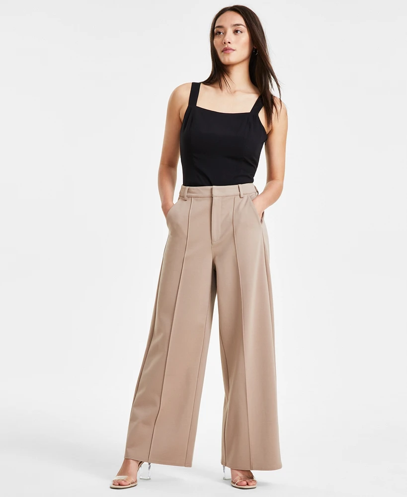 Bar Iii Petite Seamed Wide-Leg Ponte Pants, Created for Macy's