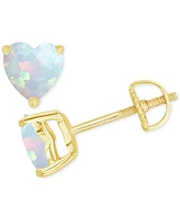 Lab-Grown Opal Heart-Shaped Solitaire Stud Earrings (5/8 ct. t.w.)