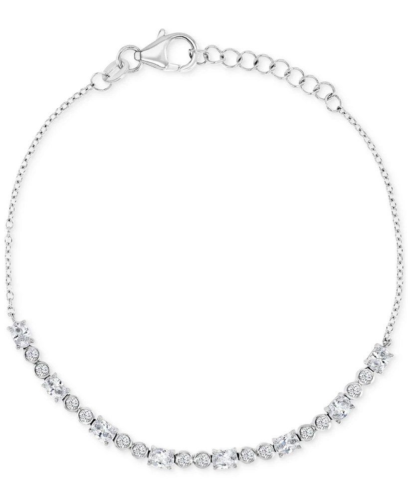 Cubic Zirconia Oval & Bezel Chain Link Bracelet