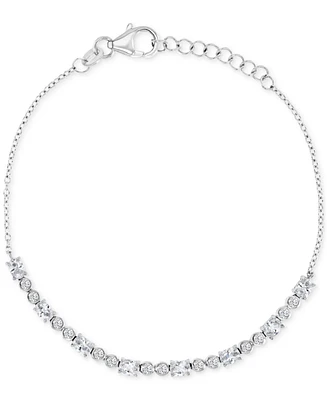 Cubic Zirconia Oval & Bezel Chain Link Bracelet