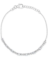 Cubic Zirconia Oval & Bezel Chain Link Bracelet