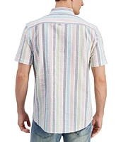 Club Room Men's Lucky Striped Short-Sleeve Seersucker Shirt, Created for Macy's