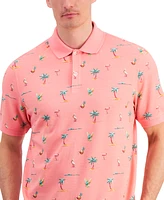 Club Room Men's Textured Short Sleeve Florida Life Print Performance Polo Shirt, Created for Macy's