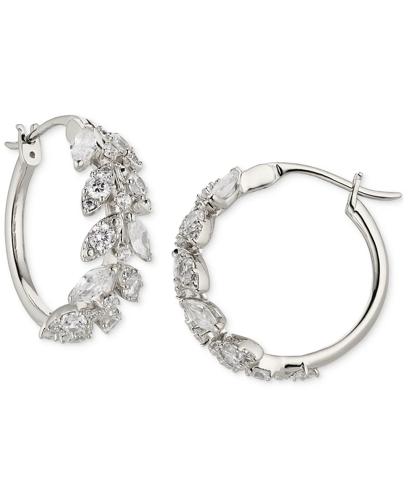 Eliot Danori Rhodium-Plated Small Cubic Zirconia Vine Hoop Earrings, 0.87", Created for Macy's