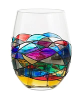 The Wine Savant Renaissance Stained Glass Wine Decanter Glasses, Set of 5