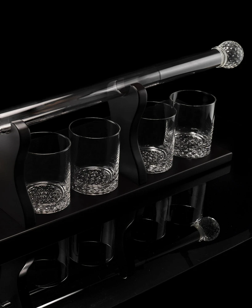 The Wine Savant Golf Club Whiskey Decanter and Liquor Glasses, Set of 5