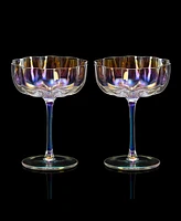 The Wine Savant Flower Vintage Glass Coupes, Set of 2