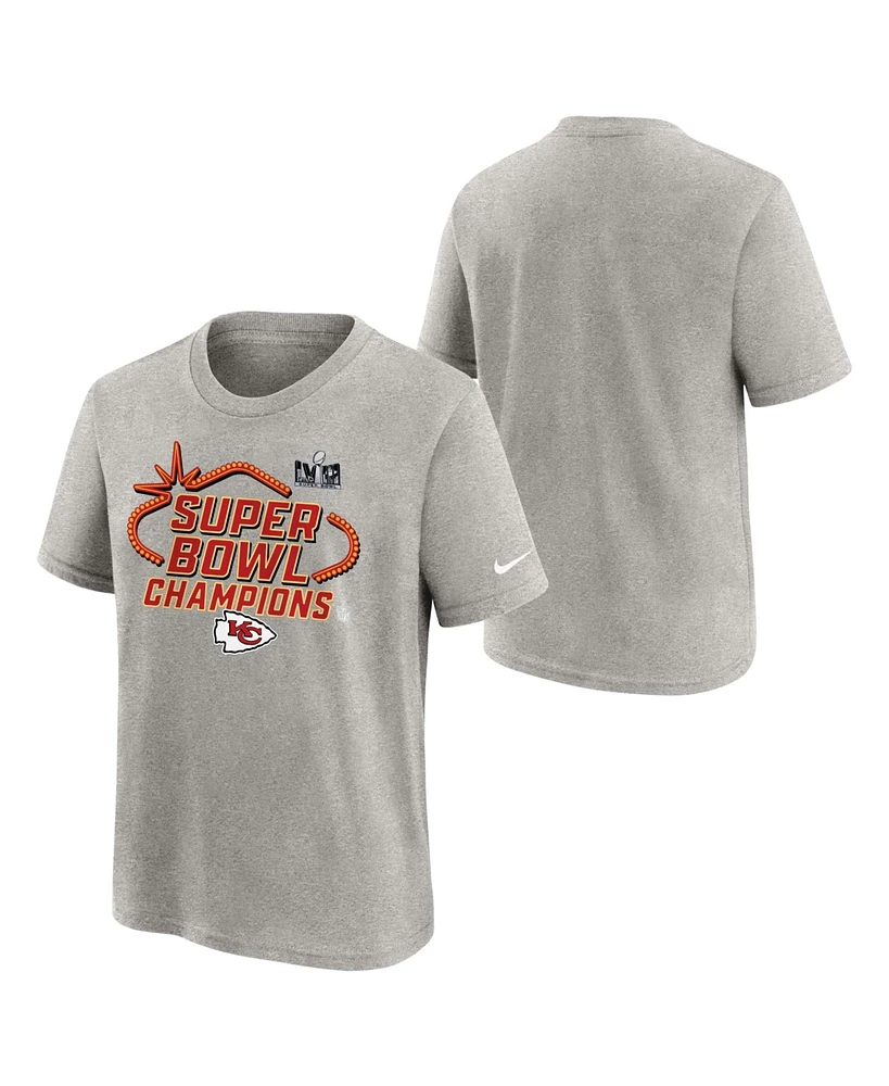 Big Boys and Girls Nike Gray Kansas City Chiefs Super Bowl Lviii Champions Trophy Collection T-shirt