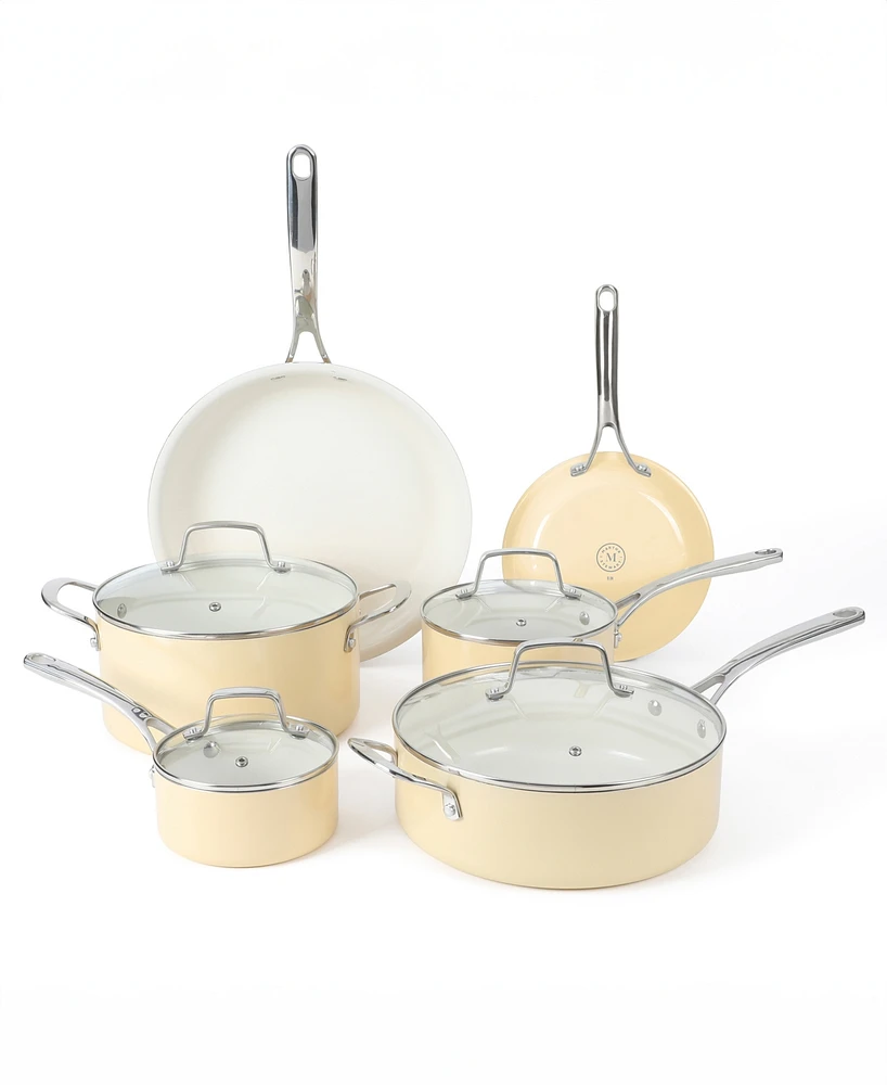 Martha Stewart Collection Lockton Ceramic Interior 10 Piece Cookware Set