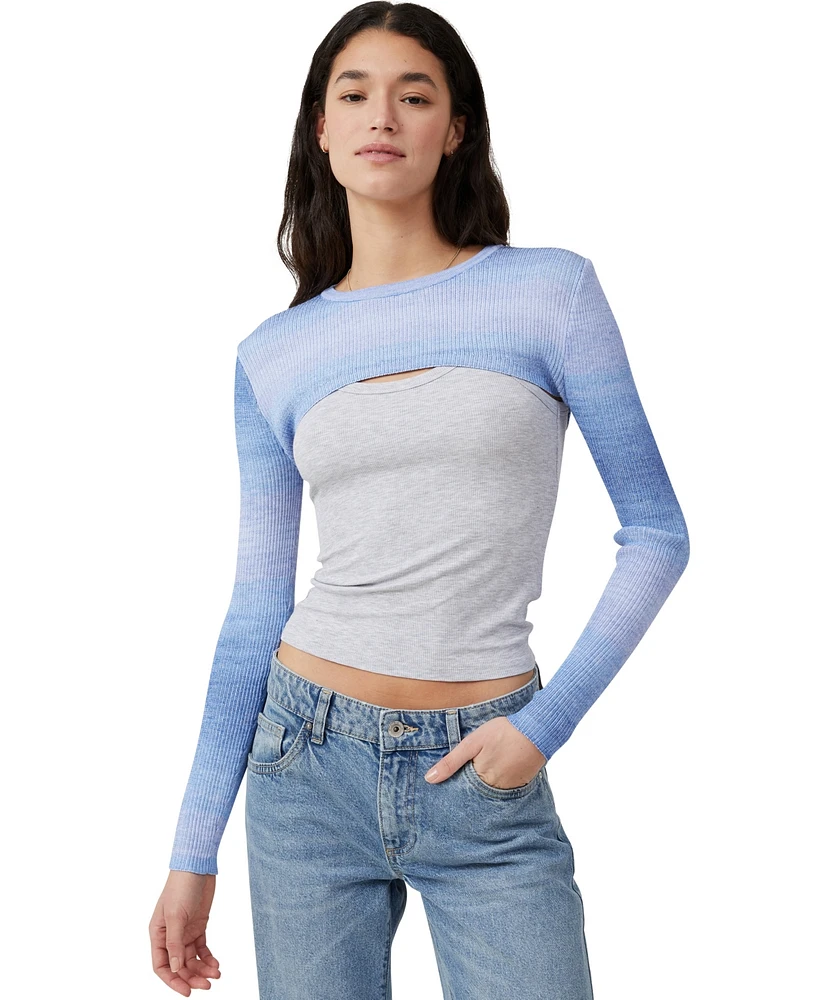 Cotton On Women's Rib Pullover Shrug Sweater