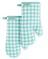 KitchenAid Gingham Oven Mitt 2-Pack Set, 7" x 13"