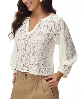 Frye Women's Cropped Lace Peasant Top