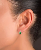 Cubic Zirconia Emerald-Cut Halo Leverback Statement Earrings