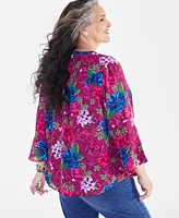 Style & Co Plus Size Printed Pintuck Blouse, Created for Macy's