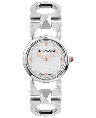 Salvatore Ferragamo Women's Swiss Stainless Steel Stud Link Bracelet Watch 25mm