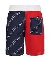 Tommy Hilfiger Big Boys All-Over Print Color Block Swim Trunk