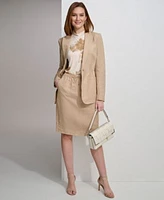 Calvin Klein Womens Linen Blend Cinch Waist Blazer Pencil Skirt