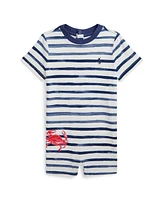 Polo Ralph Lauren Baby Boys Striped Crab Print Cotton Shortall