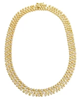 by Adina Eden Wide Pave and Solid Hearts Chain Choker Necklace