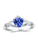 Bling Jewelry Bff Sorority Sister Solitaire Royal Blue Cz Celtic Irish Friendship Promise Crown Heart Claddagh Ring For Women Sterling Silver